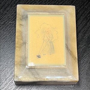 VTG Maud Humphrey Bogart Magic Kitten Cat Print Marble Paperweight Desk Decor